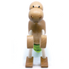 Cute and playful T-Rex dinosaur eco wooden toy with flexi arms and legs, perfect for imaginative play. 
