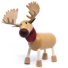 Adorable eco-friendly wooden moose toy with a cheeky smile, perfect for imaginative play and learning