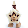 Adorable Triceratops wooden toy with soft fabric tail and horns, crafted from eco-friendly materials, perfect for Jurassic Park and dinosaur enthusiasts