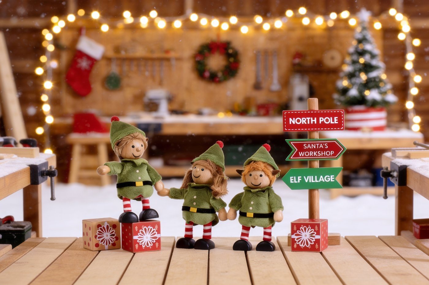 Cheeky Elves in Santa's workshop